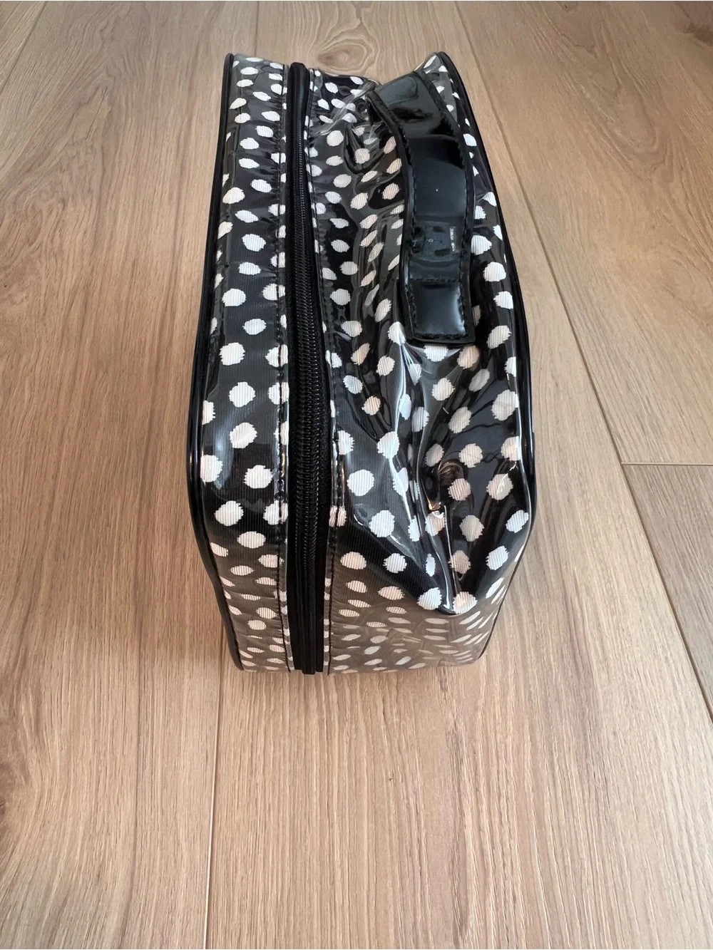 kate spade Black and White Polka Dot Cosmetic Train Case